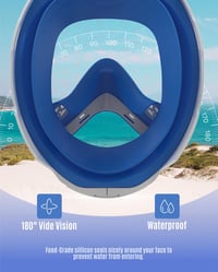 G2RISE Gyermek Búvármaszk - Teljes Arc Fedésű Snorkel Maszk, Páramentes, Száraz Tetejű, Biztonságos CO2 Elvezetés, Kék-Fehér és Rózsaszín Sz - White Blue + White Pink 5