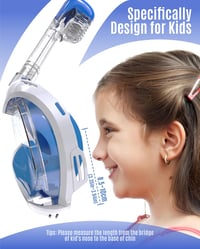 G2RISE Gyermek Búvármaszk - Teljes Arc Fedésű Snorkel Maszk, Páramentes, Száraz Tetejű, Biztonságos CO2 Elvezetés, Kék-Fehér és Rózsaszín Sz - White Blue + White Pink 4