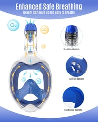 G2RISE Gyermek Búvármaszk - Teljes Arc Fedésű Snorkel Maszk, Páramentes, Száraz Tetejű, Biztonságos CO2 Elvezetés, Kék-Fehér és Rózsaszín Sz - White Blue + White Pink 3