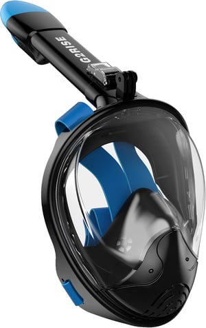 Set mască de snorkeling full-face G2RISE cu suport detașabil pentru snorkel, anti-aburire, pliabilă, pentru adulți și copii