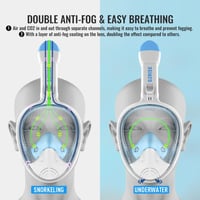 G2RISE Teljes Arcú Snorkel Maszk Összecsukható CO2 Biztos Kamera Pozícióval - S/M, White Blue 5