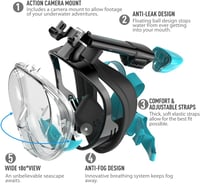 G2RISE Teljes Arcú Snorkel Maszk Összecsukható CO2 Biztos Kamera Pozícióval 2