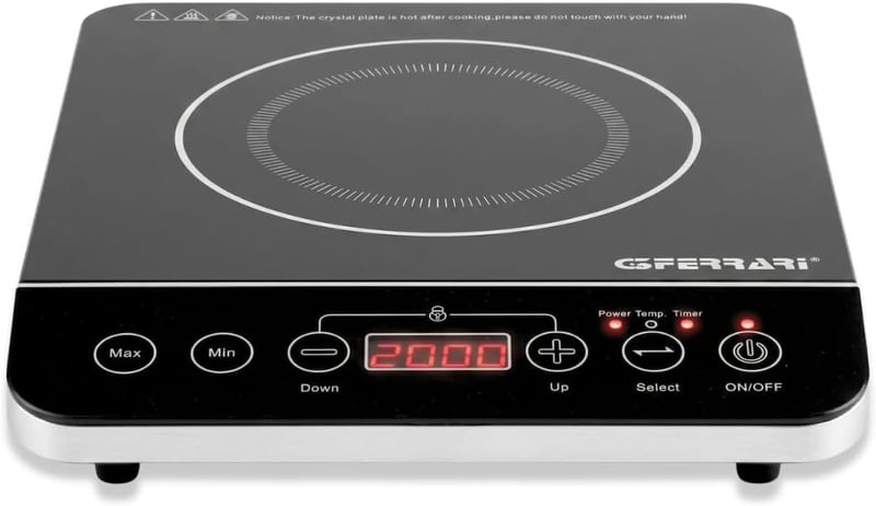 G3 Ferrari Asztal Indukciós Tárcsával Üveg Fekete 1500W 2000W