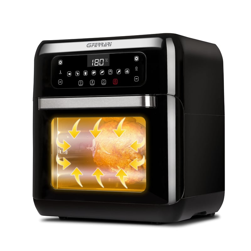 Friteuză cu aer cald G3 Ferrari G10136 Friggisano 2.0, 11 L, 1500 W, 9 programe, afișaj digital, iluminare interioară, fără BPA/PFOA, negru