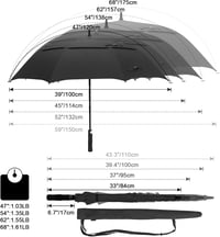 G4Free 47" XXL Automata Esernyő - Szélálló Golf Esernyő Dupla Tetővel, Üvegszálas Vázzal, Vízálló és UV-Védő, Kék 3