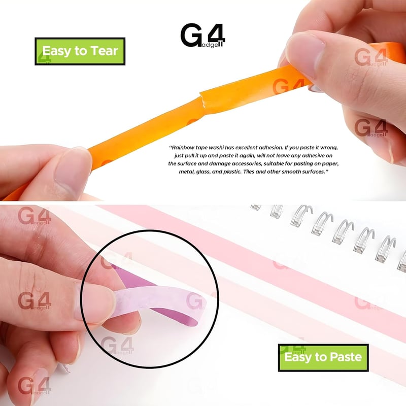 G4GADGET 10x Szivárvány Washi Dekoratív Ragasztó Szalag Szett