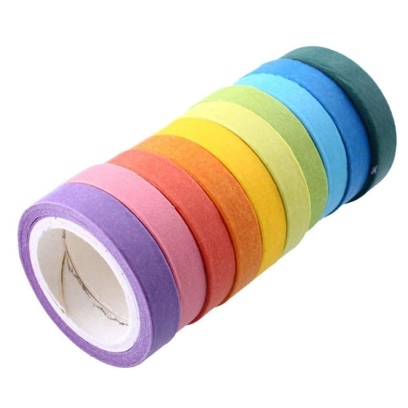 G4GADGET 10x Szivárvány Washi Dekoratív Ragasztó Szalag Szett