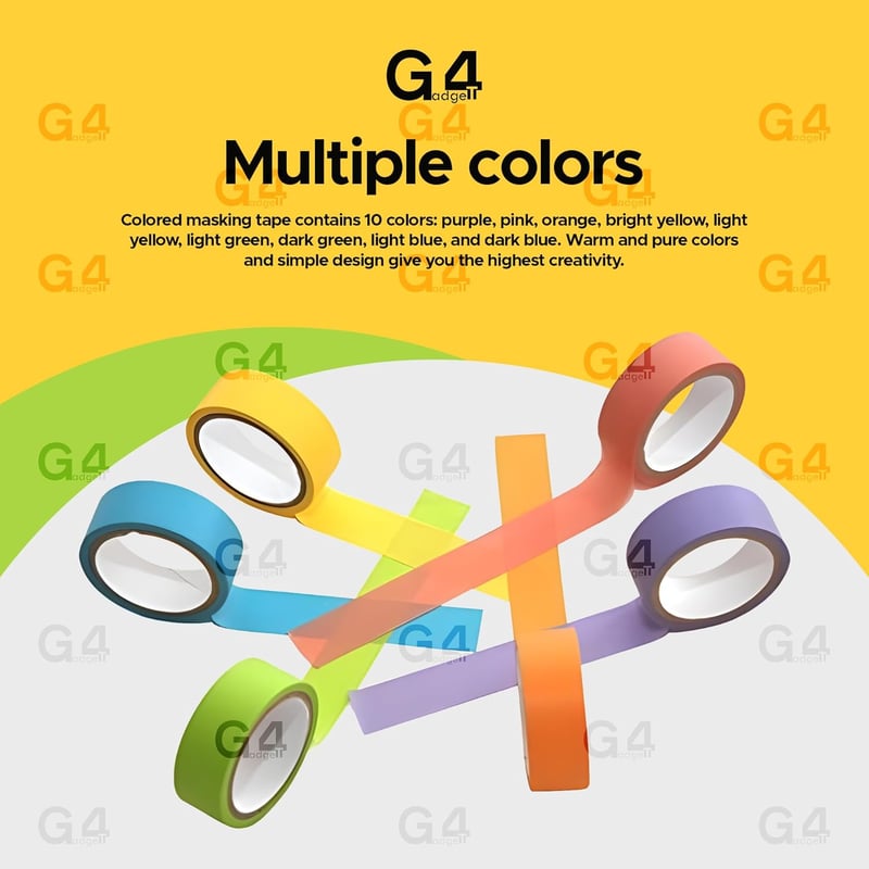 G4GADGET 10x Szivárvány Washi Dekoratív Ragasztó Szalag Szett