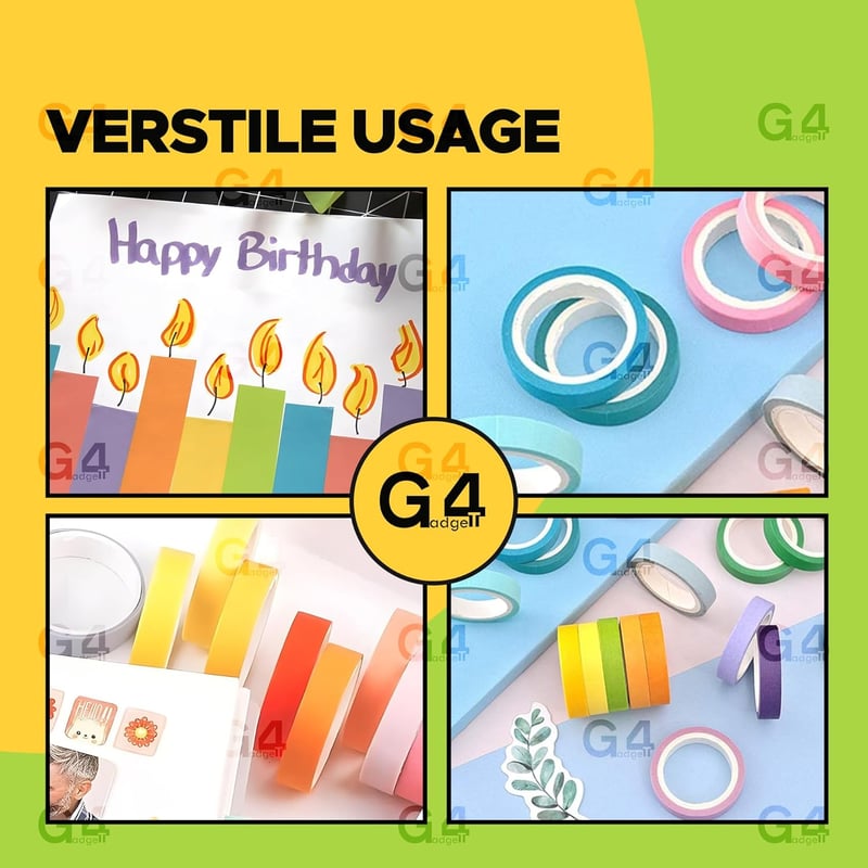 G4GADGET 10x Szivárvány Washi Dekoratív Ragasztó Szalag Szett