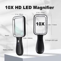 GABORISH 10X nagyítólencse LED világítással, USB töltéses kézi nagyító olvasáshoz 4