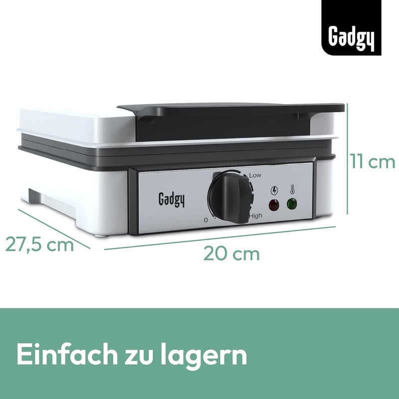Gadgy Dupla Gofrisütő 1200W Fehér - 4 Gofri Készítésére Alkalmas Kompakt Gép