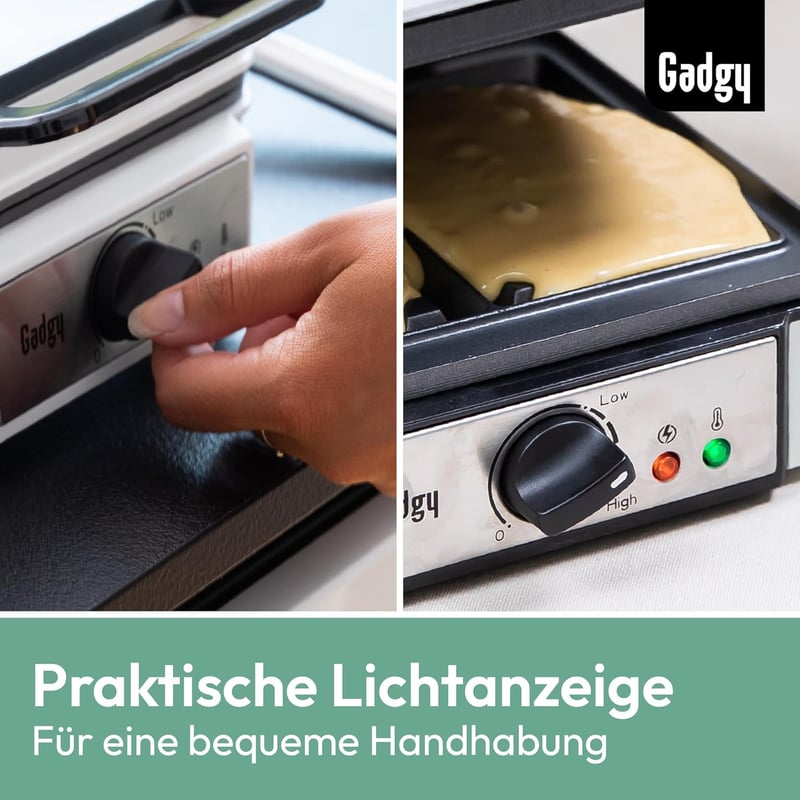 Gadgy Dupla Gofrisütő 1200W Fehér - 4 Gofri Készítésére Alkalmas Kompakt Gép