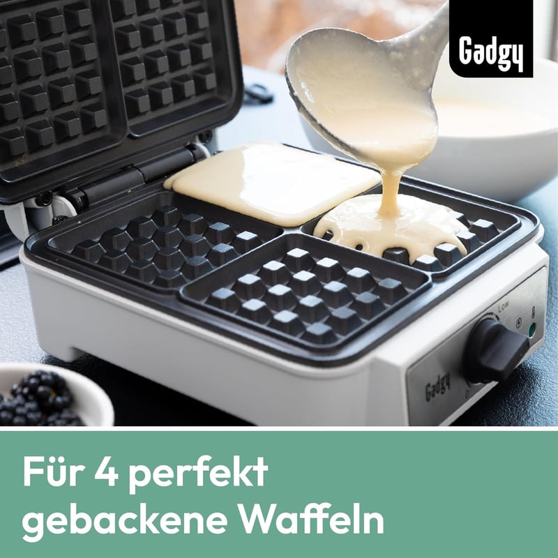 Gadgy Dupla Gofrisütő 1200W Fehér - 4 Gofri Készítésére Alkalmas Kompakt Gép