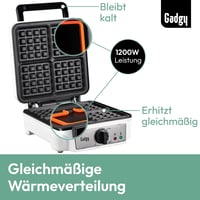 Gadgy Dupla Gofrisütő 1200W Fehér - 4 Gofri Készítésére Alkalmas Kompakt Gép 3