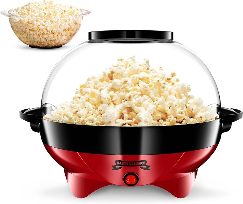 Gadgy Retro Popcorn Maker 5L - 800W Piros Popcornkészítő Tapadásmentes Felülettel