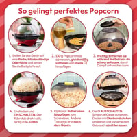 Gadgy Retro Popcorn Maker 5L - 800W Piros Popcornkészítő Tapadásmentes Felülettel 3