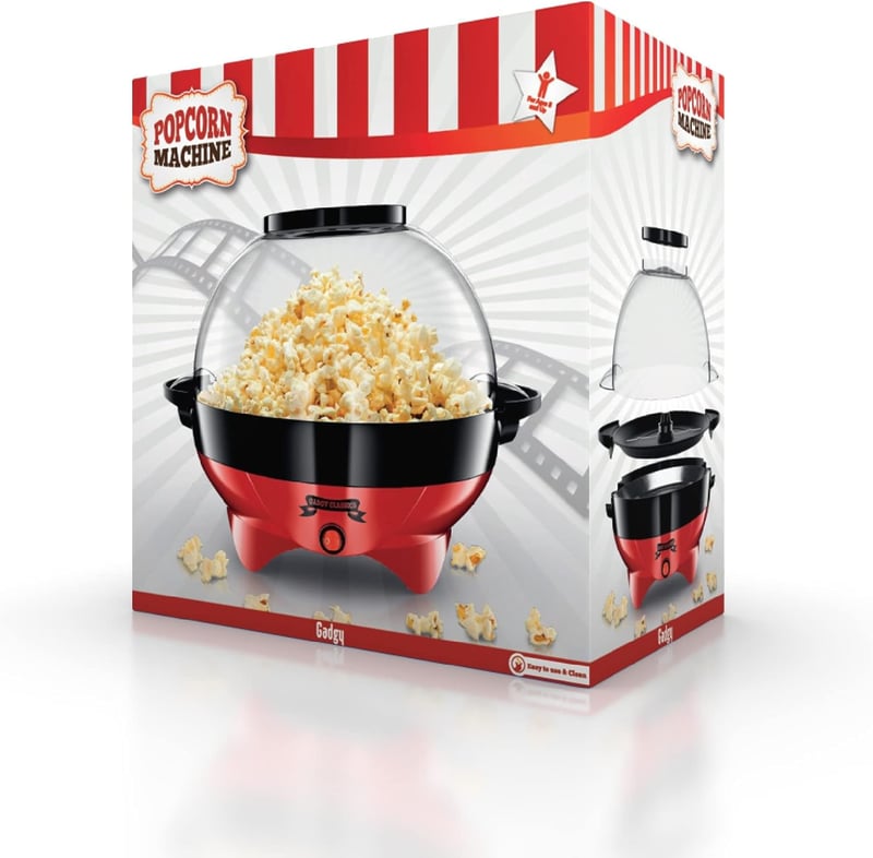 Gadgy Retro Popcorn Maker 5L - 800W Piros Popcornkészítő Tapadásmentes Felülettel