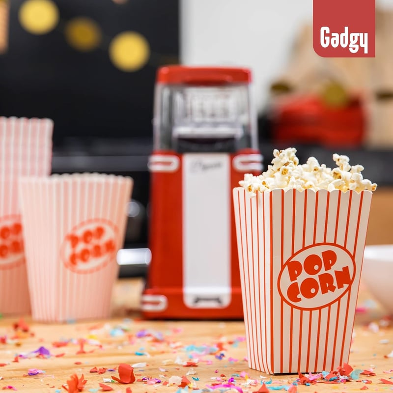 Gadgy Retro Popcornkészítő Gép Forró Levegős Olajmentes Egészséges Snack