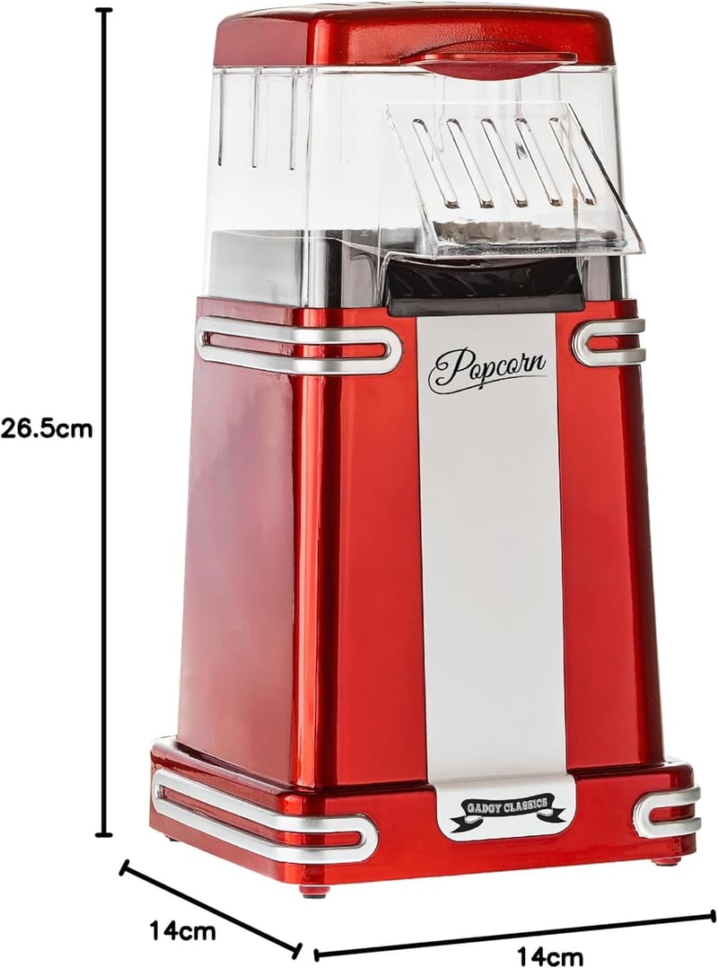 Gadgy Retro Popcornkészítő Gép Forró Levegős Olajmentes Egészséges Snack