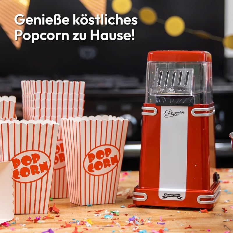 Gadgy Retro Popcornkészítő Gép Forró Levegős Olajmentes Egészséges Snack