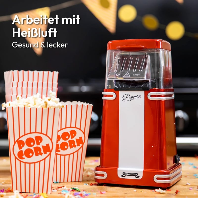 Gadgy Retro Popcornkészítő Gép Forró Levegős Olajmentes Egészséges Snack