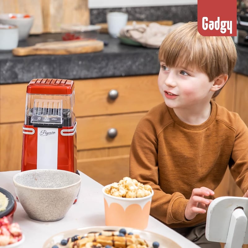Gadgy Retro Popcornkészítő Gép Forró Levegős Olajmentes Egészséges Snack