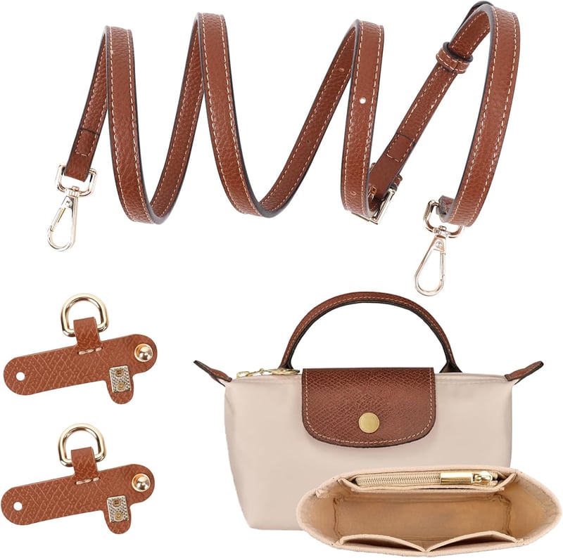 GADITIEK Longchamp táska vállpánt, bőr csereszíj, több zsebbel, mini méret