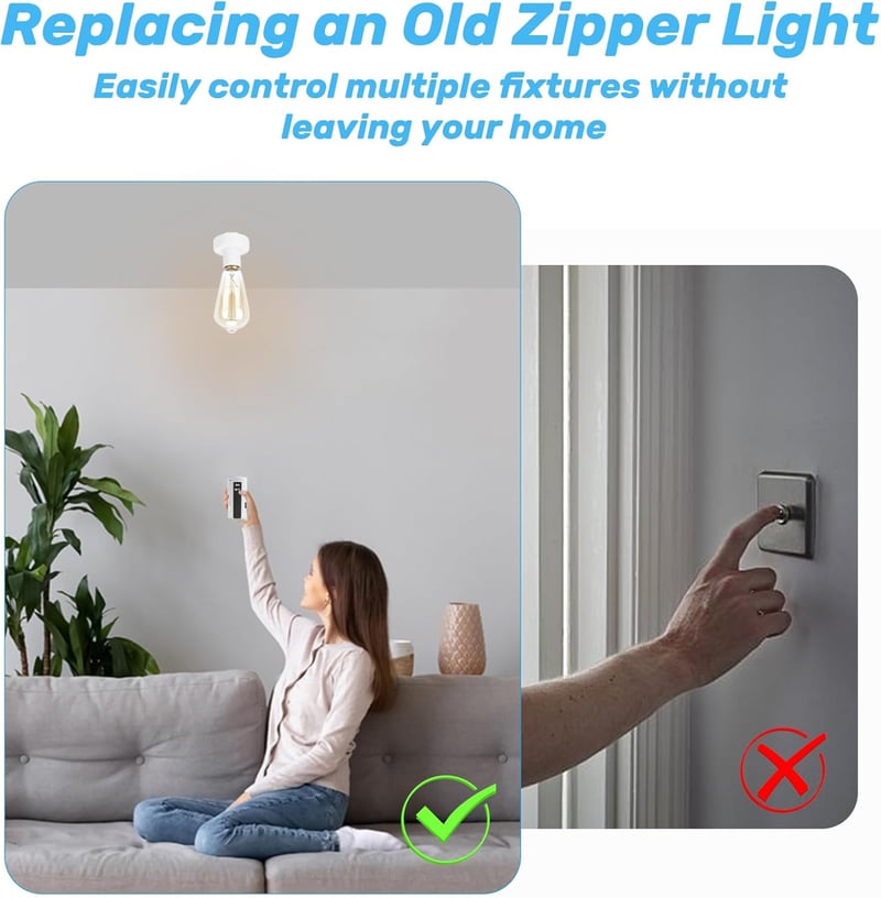 GAESHOW E27 Távirányítós Lámpatartó - Fehér Mennyezeti Foglalat Adapter 220V - Energiatakarékos Világítás Hálószobába, Modern Dizájn