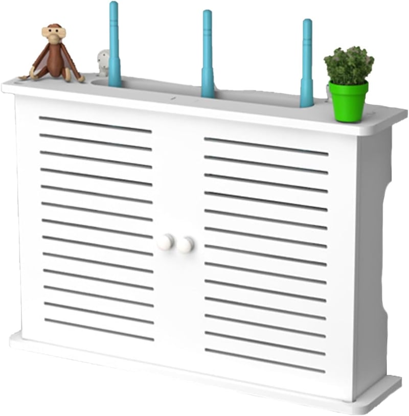 GAESHOW Fali Router Tároló Doboz WiFi Modem Rejtő Polc TV Kábel Elrejtő Szekrény Fehér Fali Konzol