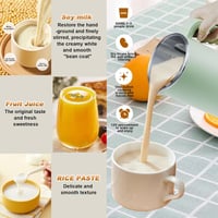 GAESHOW Szójatej Készítő Gép 600ml Rozsdamentes Acél Pengével, Növényi Tej Készítő Automata Tisztítással, Zöld Vegán Tej Gép 8