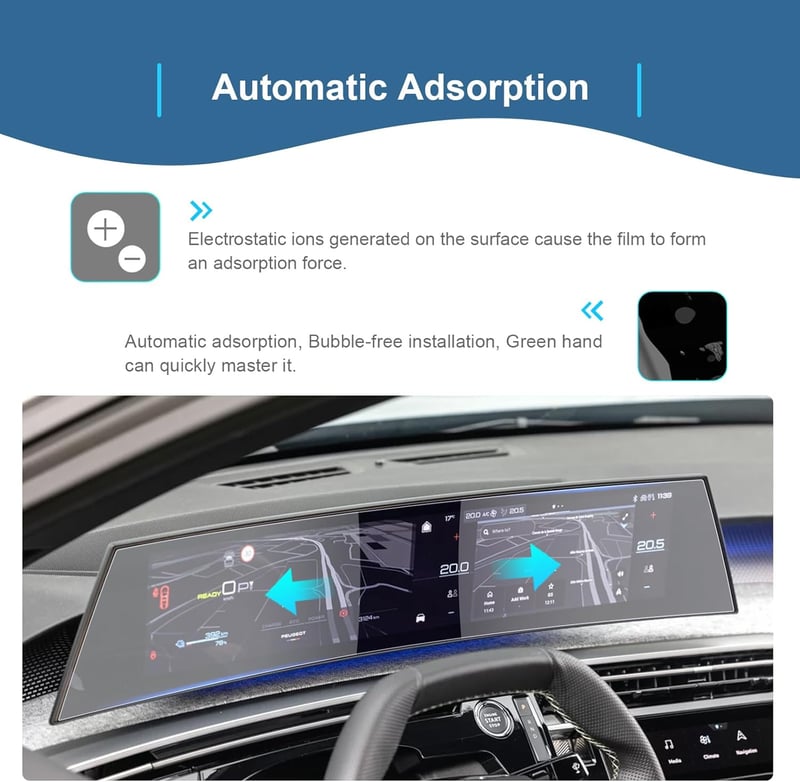 GAFAT Képernyővédő Fólia Peugeot e-3008 e-5008 GT Allure 2024-2025 21 Colos Navigációs Kijelzőhöz, 6H Karcolásálló Védelem