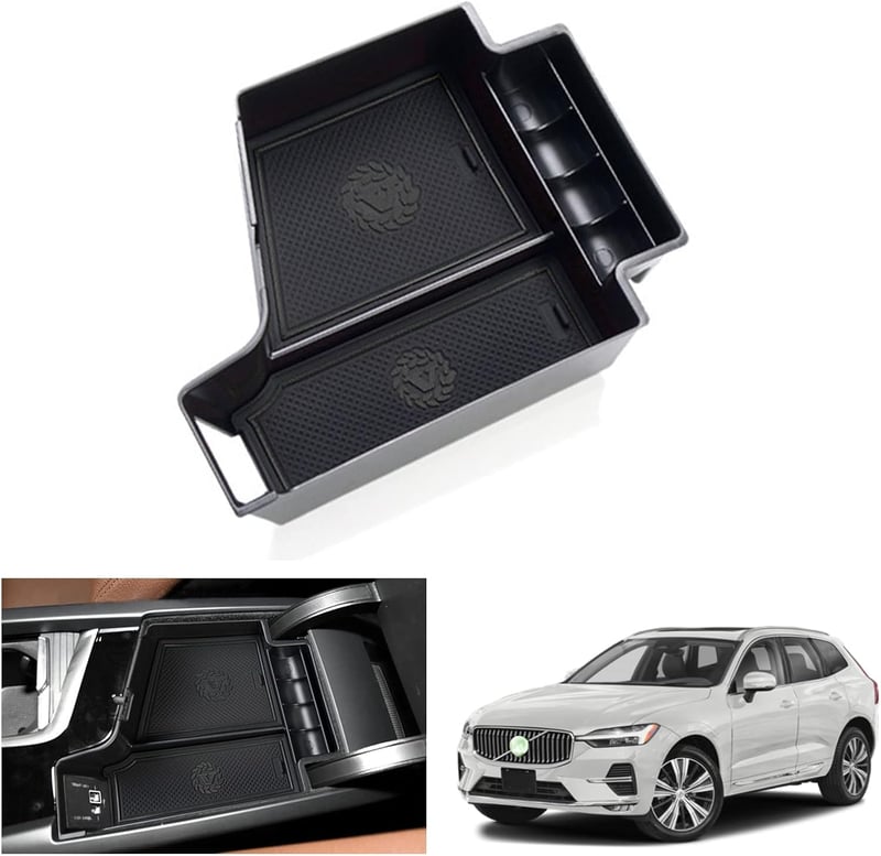 GAFAT Középkonzol Rendszerező Tálca Volvo XC60 XC90 V60 S60 V90 S90 Modellekhez 2017-2025 - Fekete Kesztyűtartó Autós Tárolódoboz Kiegészítő