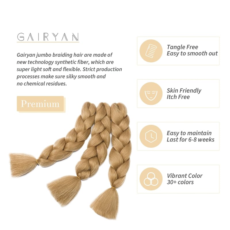 Gairyan Jumbo Braid Extensions 60cm Szintetikus Fonási Haj 3 csomag 300g