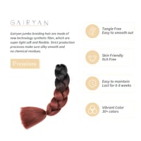 Gairyan Jumbo Braids nadpájané vlasy 60 cm, 100 g, čierno-červenohnedé ombre, syntetické afro vlasy na box braids a háčkované vrkoče, 1 balenie 3