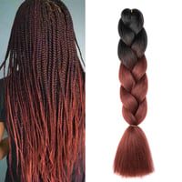 Gairyan Jumbo Braids nadpájané vlasy 60 cm, 100 g, čierno-červenohnedé ombre, syntetické afro vlasy na box braids a háčkované vrkoče, 1 balenie 1