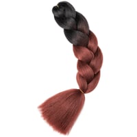 Gairyan Jumbo Braids nadpájané vlasy 60 cm, 100 g, čierno-červenohnedé ombre, syntetické afro vlasy na box braids a háčkované vrkoče, 1 balenie 6