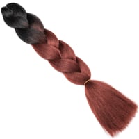 Gairyan Jumbo Braids nadpájané vlasy 60 cm, 100 g, čierno-červenohnedé ombre, syntetické afro vlasy na box braids a háčkované vrkoče, 1 balenie 5