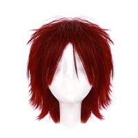 Gairyan tmavočervená krátka rovná parochňa, unisex anime cosplay parochňa pre ženy a mužov na halloweensky kostým, karneval a tematické večierky + darčeková sieťka na vlasy 2