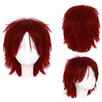 Gairyan tmavočervená krátka rovná parochňa, unisex anime cosplay parochňa pre ženy a mužov na halloweensky kostým, karneval a tematické večierky + darčeková sieťka na vlasy 1