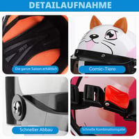 Detská cyklistická prilba Galatée s mačacím motívom, teplým šálom a šiltom, prilba na BMX, kolobežku, korčule a skateboard 46 – 52 cm 4