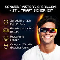 Galaxium okuliare na zatmenie slnka, balenie 6 ks, certifikované ochranné okuliare ISO 12312-2 na zatmenie slnka 2026 3