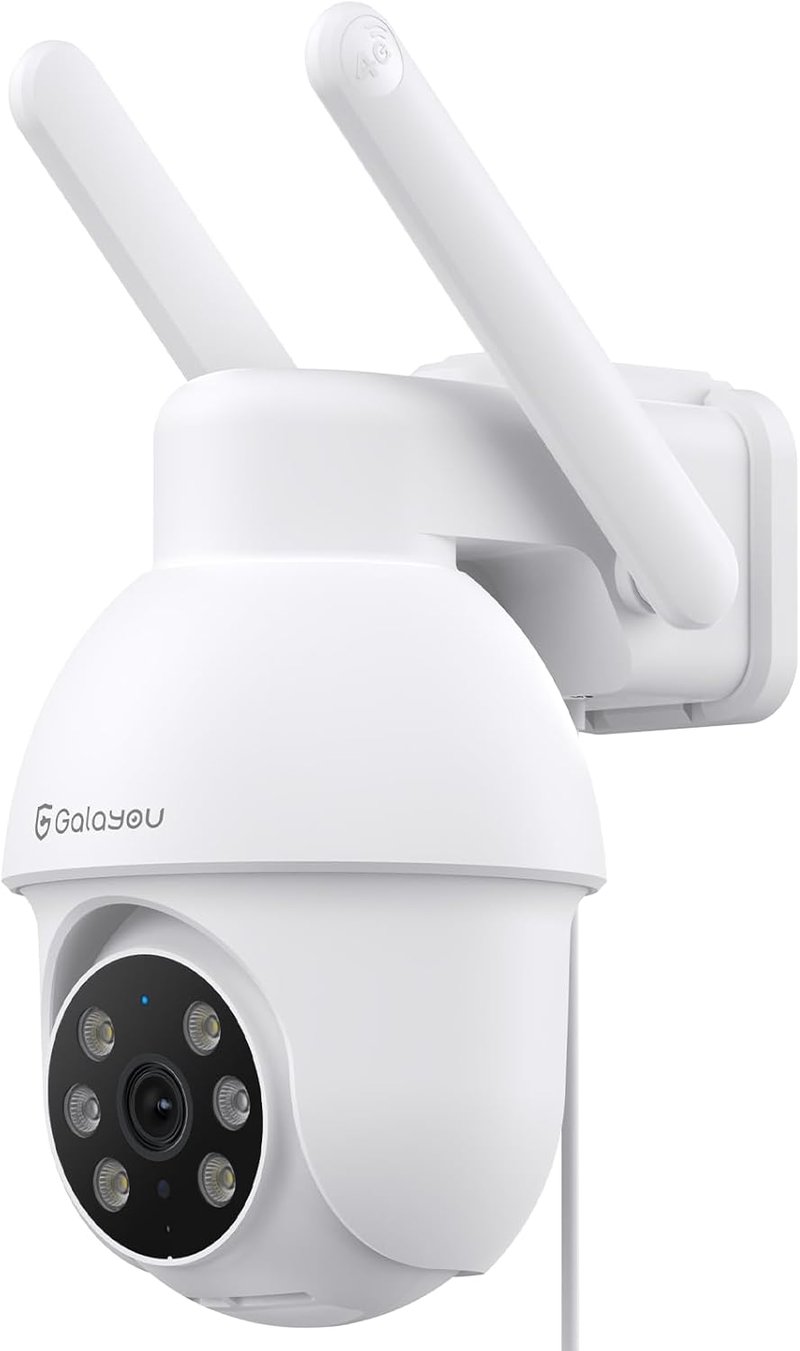 GALAYOU 2K PTZ Kültéri Biztonsági Kamera 4G LTE SIM Kártyával - Automatikus Követés, Éjjellátó, Alexa Kompatibilis, WiFi Nélküli Megfigyelőr