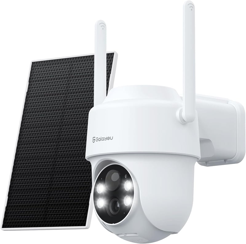 GALAYOU R1 Kültéri Biztonsági Kamera - 2K PTZ WiFi Megfigyelő Kamera Napelemes Akkumulátorral, PIR Mozgásérzékelővel, IP65 Vízálló, Színes É