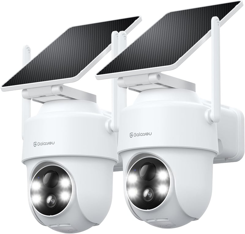 GALAYOU R1 Kültéri Biztonsági Kamera Szett, 2K PTZ Napelemes WiFi Kamera, 350° Forgatható, PIR Mozgásérzékelő, Színes Éjjellátó, IP65 Vízáll