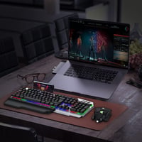 GALENMORO Gaming Billentyűzet Egér Szett RGB LED Háttérvilágítás QWERTZ Mechanikus Vezetékes Fekete 6
