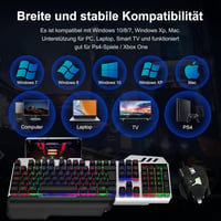 GALENMORO Gaming Billentyűzet Egér Szett RGB LED Háttérvilágítás QWERTZ Mechanikus Vezetékes Fekete 5