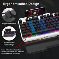 GALENMORO Gaming Billentyűzet Egér Szett RGB LED Háttérvilágítás QWERTZ Mechanikus Vezetékes Fekete 2