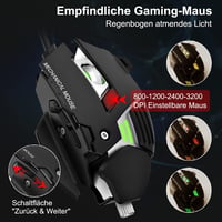 GALENMORO Gaming Billentyűzet Egér Szett RGB LED Háttérvilágítás QWERTZ Mechanikus Vezetékes Fekete 3