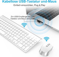GALENMORO Wireless Billentyűzet Egér Szett QWERTZ USB Ezüst Fehér 5