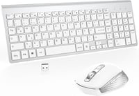 GALENMORO Wireless Billentyűzet Egér Szett QWERTZ USB Ezüst Fehér 1